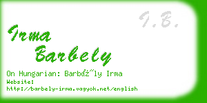 irma barbely business card